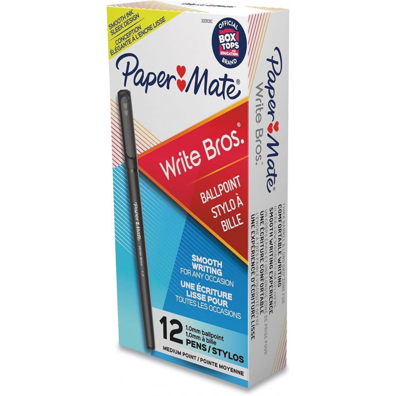 Paper Mate 3331131 Kugelschreiber, mittlere Spitze, schwarze Tinte/schwarzer Schaft