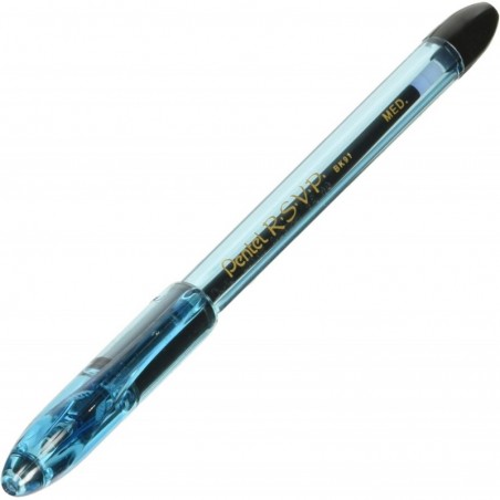 Pentel Razzle Dazzel™ RSVP® Kugelschreiber, mittlere Spitze, blauer Schaft, schwarze Tinte (PENBK91RDCA) Kategorie: Kugelschreiber