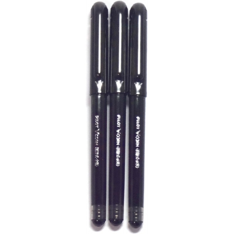 Pilot Vcorn Rolling Ball Pen, extrafeine Spitze 0,5 mm, schwarze Tinte, 3 Stifte pro Packung (Japan-Import) [Komainu-Dou Originalverpackung]