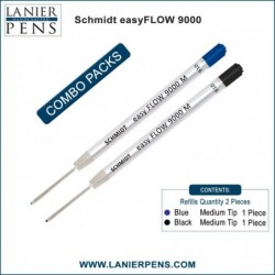 Lanier Kombipack – 2er-Pack – Schmidt 9000 M easyFLOW Parker Style Mine, blaue/schwarze Tinte, mittlere Spitze