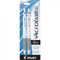 Pilot Acroball PureWhite Kugelschreiber mit Druckfunktion und fortschrittlicher Tinte; feine Spitze, schwarze Tinte, silberne Akzente, 2er-Pack (31895), ultraweiches Schreiben, wischfeste fortschrittliche Tinte für lückenlose Linien