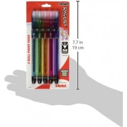 Pentel RSVP Razzle-Dazzle Kugelschreiber, (1,0 mm) mittlere Linie, schwarze Tinte, 5er-Pack (BK91RDBP5M)