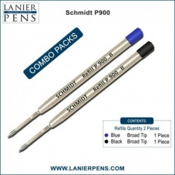 Lanier Kombipack – 2er-Pack – Schmidt P900 B Parker Style Kugelschreibermine, blaue/schwarze Tinte, breite Spitze