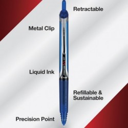 Pilot, Precise V5 RT, nachfüllbarer und einziehbarer Kugelschreiber mit Flüssigtinte, extrafeine Spitze (0,5 mm), Schwarz/Blau/Grün/Rot, 4er-Pack