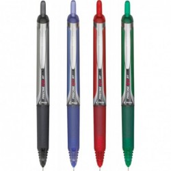 Pilot, Precise V5 RT, nachfüllbarer und einziehbarer Kugelschreiber mit Flüssigtinte, extrafeine Spitze (0,5 mm), Schwarz/Blau/Grün/Rot, 4er-Pack