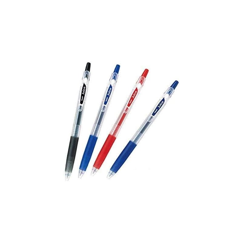 Pilot Juice Einziehbarer Premium-Geltinten-Rollerkugelschreiber, ultrafeine Spitze 0,38 mm, schwarze, blaue, rote und blauschwarze Tinte, je 1 Stift, günstiges 4er-Set