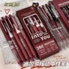 5 Stück/Box - 0,5 mm roter Kohlenstoffneutralstift ST Girl Heart Retro schwarzer Knopf Signaturstift-Roter Umschlag