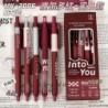 5 Stück/Box - 0,5 mm roter Kohlenstoffneutralstift ST Girl Heart Retro schwarzer Knopf Signaturstift-Roter Umschlag