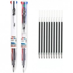 4-in-1-Kugelschreiber, mehrfarbig, Gel-Rollerball-Tinte, 0,5 mm, Schwarz, Blau, Rot, Grün, Gel-Tintenminen, Markierungsstift-Set für Schüler