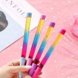 4 Stück Fairy Stick-Kugelschreiber, glitzernder dynamischer Flüssigsandstift, süßer Regenbogen-Glitzer-Kristallstift, Schreibwaren, Schule, Bürobedarf, Geschenkstifte für Weihnachten, Hochzeit, Geburtstag, zufällige Farbe (schwarze Tinte)