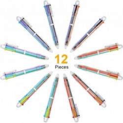 AUAUY 12er-Pack mehrfarbige Kugelschreiber, 6-in-1-Druckkugelschreiber 0,5 mm, 6-farbiger transparenter Kugelschreiber mit Schaft für Büro-, Schulbedarf, Schüler, Kinder, Geschenk