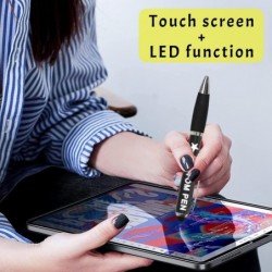 Personalisierter Stift, Lasergravur mit Lumineszenz, Kugelschreiber mit schwarzer Tinte, individuell personalisierte Stifte mit Multifunktions-Touchscreen, mehrere Farboptionen, 1 Stück, Orange