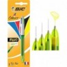 Bic 4 Colours Fluo Kugelschreiber, Tintenfarben Schwarz, Blau, Rot und fluoreszierendes Gelb, 1 Packung