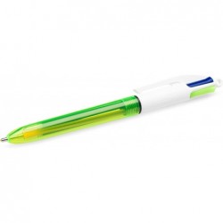 Bic 4 Colours Fluo Kugelschreiber, Tintenfarben Schwarz, Blau, Rot und fluoreszierendes Gelb, 1 Packung