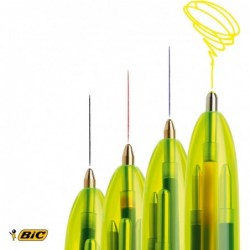 Bic 4 Colours Fluo Kugelschreiber, Tintenfarben Schwarz, Blau, Rot und fluoreszierendes Gelb, 1 Packung