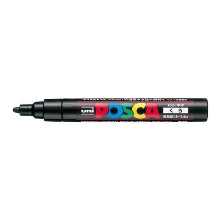 Mitsubishi Pencil Posca PC5M.24 Stift auf Wasserbasis, mittlere Spitze, runder Kern, schwarz