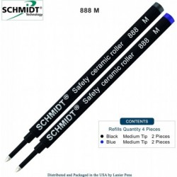 Schmidt 888 Sicherheits-Tintenrollermine aus Keramik, schwarze, blaue Tinte (mittlere Spitze, 0,7 mm), 4er-Pack