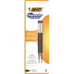 BIC-Gelstift-Mine mit mittlerer Strichbreite von 0,7 mm und schwarzer Tinte, 2 Minen pro Karte.