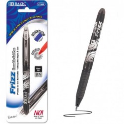 BAZIC Frizz-Gelstift, radierbar, 0,7 mm, Farbe Schwarz, Tintenstifte mit feiner Spitze, Fehlerradierer, sanftes Zeichnen, Schreiben als Geschenk fürs Büro und die Schule, 1er-Pack