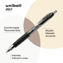 Uniball Signo 207, schwarze Gelschreiber mit Druckfunktion, 5er-Pack mit Ultra Micro-Spitzen (0,38 mm), fälschungssicherer Uni-Ball-Stift und die besten Bürostifte, Pflegestifte, Businessstifte und Bibelstifte