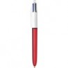 BIC 4-Color Shine Kugelschreiber, roter Schaft, mittlere Spitze (1,0 mm), verschiedene Tinten, 3 Stück