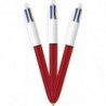 BIC 4-Color Shine Kugelschreiber, roter Schaft, mittlere Spitze (1,0 mm), verschiedene Tinten, 3 Stück