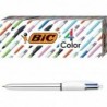 BIC 4-Color Shine Kugelschreiber, silberner Schaft, mittlere Spitze (1,0 mm), verschiedene Tinten, 3 Stück