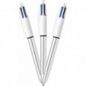 BIC 4-Color Shine Kugelschreiber, silberner Schaft, mittlere Spitze (1,0 mm), verschiedene Tinten, 3 Stück