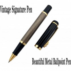 Tintenroller aus Metall, Kugelschreiber aus Messing, Business-Signatur-Stift, flüssiger Schreibstift mit zwei 0,5-mm-Ersatzminen in Schwarz, Geschenkstift, Premium-Geschenkbox (Silber)