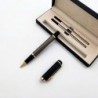 Tintenroller aus Metall, Kugelschreiber aus Messing, Business-Signatur-Stift, flüssiger Schreibstift mit zwei 0,5-mm-Ersatzminen in Schwarz, Geschenkstift, Premium-Geschenkbox (Silber)