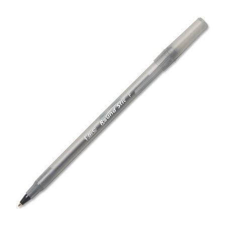 BIC Round Stic Kugelschreiber, feine Spitze 0,8 mm, schwarze Tinte, Dutzend (GSF11-BK)