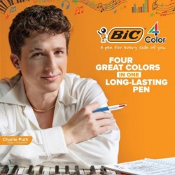 BIC 4-Color Shine Druckkugelschreiber, Schaft in Fun Pink Metallic, mittlere Spitze (1,0 mm), 3er-Packung, Druckkugelschreiber mit langlebiger Tinte