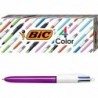 BIC 4-Color Shine Kugelschreiber, violetter Schaft, mittlere Spitze (1,0 mm), verschiedene Tinten, 3 Stück