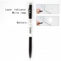 Minache 5 Stück LED-Lichtstift, Drehstift aus Metall, Kugelschreiber, schwarze Tinte, glatte Schreibstifte