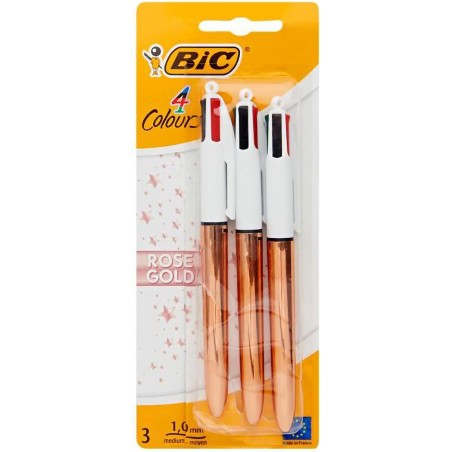 Bic 4-Farben-Kugelschreiber – Roségold. 3er-Pack. B159893