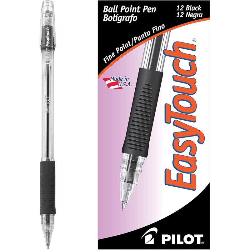 Pilot EasyTouch Kugelschreiber, feine Spitze, schwarze Tinte, 3 Stück (32001)