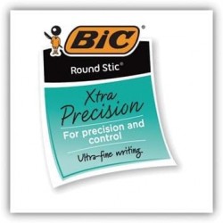 BIC Round Stic Xtra Precision Kugelschreiber, feine Spitze (0,8 mm), schwarz, 12 Stück