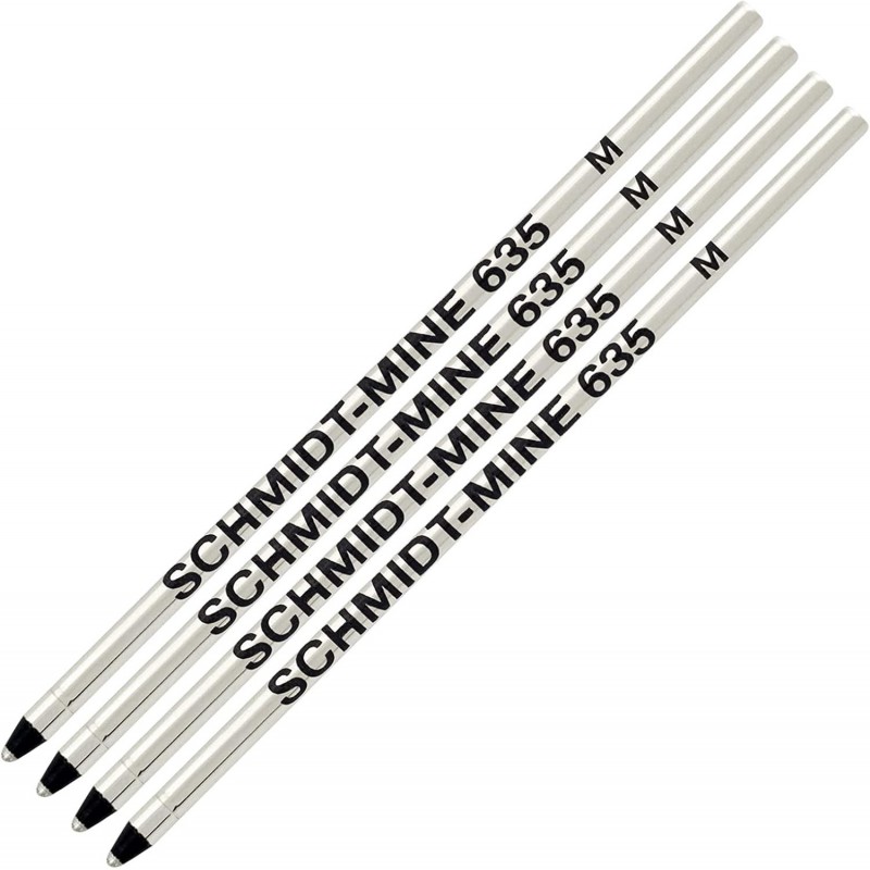 Schmidt 635 D1 Mine Kugelschreibermine, Schwarz (mittlere Spitze, 0,7 mm), 4er-Pack