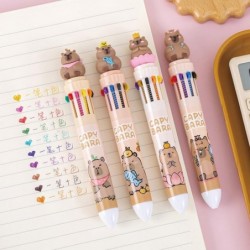 Stück mehrfarbige Kugelschreiber, 10-in-1-Druckstift, süßer Capybara-Stift, Cartoon-Capybara-Geltintenstift für Büro, Schulbedarf, Kinder, Jungen, Frauen, Männer, Stifte (4 Stück Capybara)