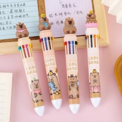 Stück mehrfarbige Kugelschreiber, 10-in-1-Druckstift, süßer Capybara-Stift, Cartoon-Capybara-Geltintenstift für Büro, Schulbedarf, Kinder, Jungen, Frauen, Männer, Stifte (4 Stück Capybara)