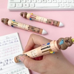 Stück mehrfarbige Kugelschreiber, 10-in-1-Druckstift, süßer Capybara-Stift, Cartoon-Capybara-Geltintenstift für Büro, Schulbedarf, Kinder, Jungen, Frauen, Männer, Stifte (4 Stück Capybara)