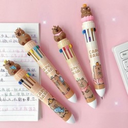 Stück mehrfarbige Kugelschreiber, 10-in-1-Druckstift, süßer Capybara-Stift, Cartoon-Capybara-Geltintenstift für Büro, Schulbedarf, Kinder, Jungen, Frauen, Männer, Stifte (4 Stück Capybara)