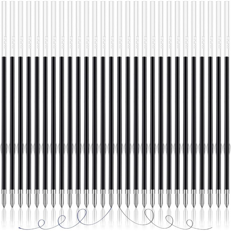 JANYUN 100 Stück Tintenstiftminen, austauschbar, 0,7 mm Kugelschreiberminen, 107 mm lang, schwarze Tintenminen, sanftes Schreiben, Stiftminen für Tagebuchschreiben, Büro- und Schulbedarf (schwarz)