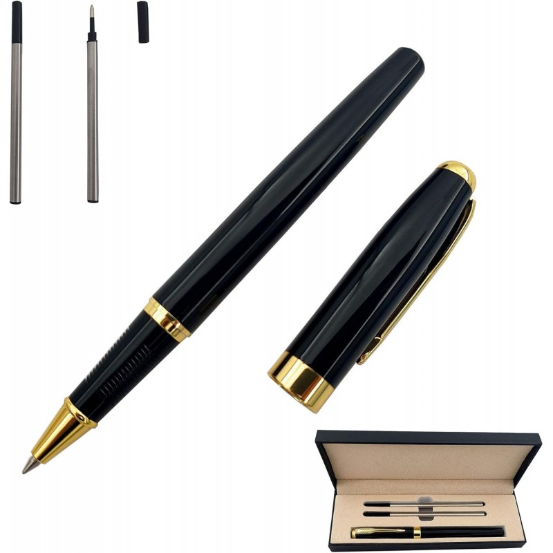 Kugelschreiber, Gelschreiber, Signaturstift, schwarze Tinte mit zwei 0,5-mm-Schwarzminen, Business-Büro-Stift, Geschenkbox für Geburtstag, Business und Party (Gold)