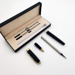 Kugelschreiber, Gelschreiber, Signaturstift, schwarze Tinte mit zwei 0,5-mm-Schwarzminen, Business-Büro-Stift, Geschenkbox für Geburtstag, Business und Party (Gold)