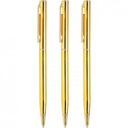 3er-Pack schmale Kugelschreiber, schwarze Tinte, mittlere Spitze, 1,0 mm, Schreibstift, tolles Geschenk für Hochzeit, Geschäft, Büro, Studenten, Lehrer, Weihnachten (Gold)