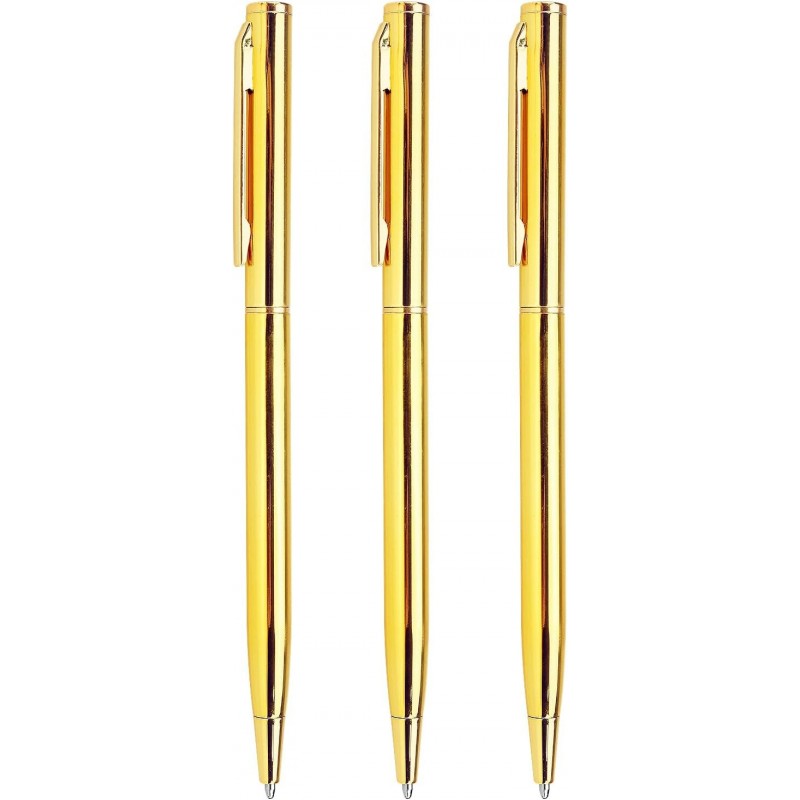 3er-Pack schmale Kugelschreiber, schwarze Tinte, mittlere Spitze, 1,0 mm, Schreibstift, tolles Geschenk für Hochzeit, Geschäft, Büro, Studenten, Lehrer, Weihnachten (Gold)