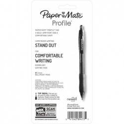 Paper Mate Profile Druckkugelschreiber, kräftige Spitze, verschiedene Farben, 4er-Pack