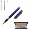 Metall-Kugelschreiber, Business-Rollerball, Signatur-Stift mit zwei 0,5-mm-Universal-Stiftminen, Geschenk-Stift für Kollegen und Familie, in Geschenkbox (blau)