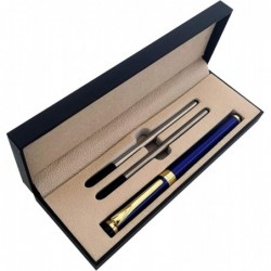 Metall-Kugelschreiber, Business-Rollerball, Signatur-Stift mit zwei 0,5-mm-Universal-Stiftminen, Geschenk-Stift für Kollegen und Familie, in Geschenkbox (blau)